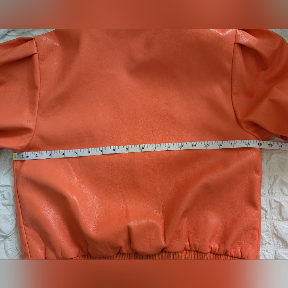 HOUSE OF HARLOW Bomber Jacket Vegan Leather Coral Size Medium NWT - Picture 12 of 13